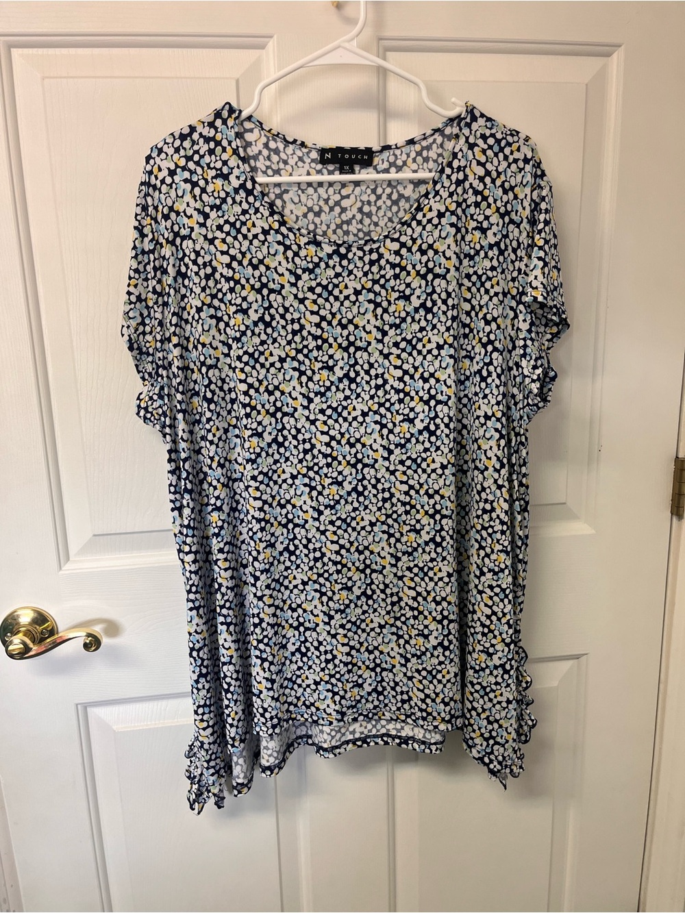 In Touch Navy Floral Short-Sleeve Tunic buttery soft
